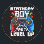 Sticker Rond Birthday Boy Time Gamer Level Up Video Game<br><div class="desc">Birthday Boy Time Gamer Level Up Video Game Birthday Gift Gift. Perfect gift for your dad, mom, papa, men, women, friend and family members on Thanksgiving Day, Christmas Day, Mothers Day, Fathers Day, 4th of July, 1776 Independent day, Veterans Day, Halloween Day, Patrick's Day</div>