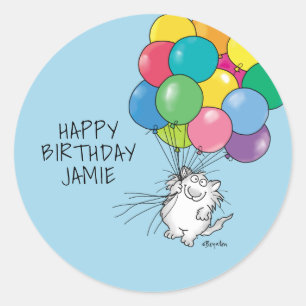 Sticker Rond BIRTHDAY CATS by Sandra Boynton Classic Round Stic