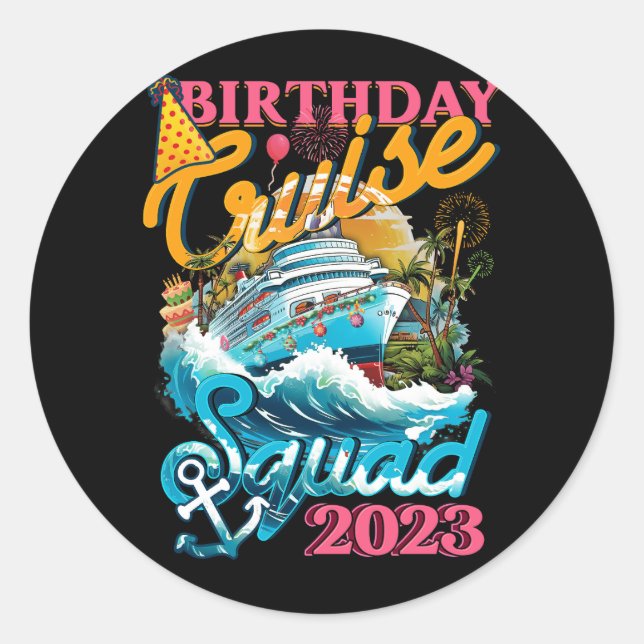 Sticker Rond Birthday Cruise Squad Cruise Ship Anniversday Part (Devant)