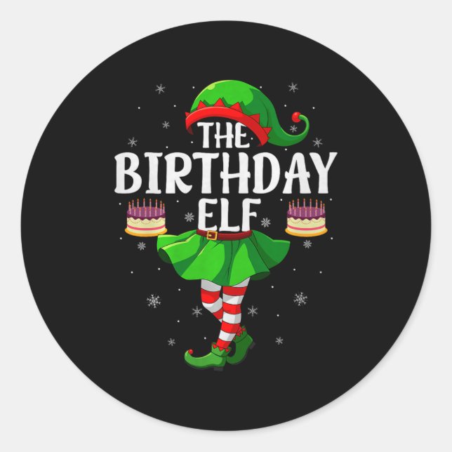 Sticker Rond Birthday Elf Christmas Girls Women Elf Squad Xmas  (Devant)