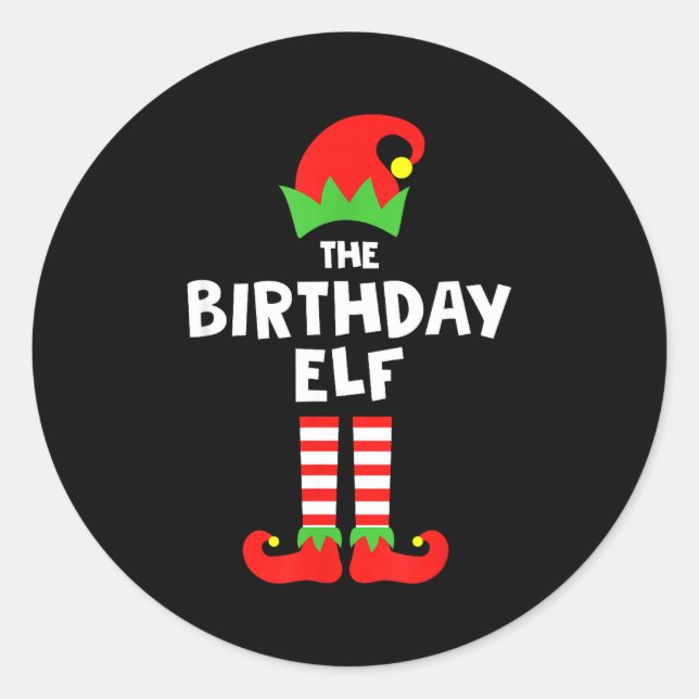 Sticker Rond Birthday Elf Matching Group Family Holiday Christm (Devant)