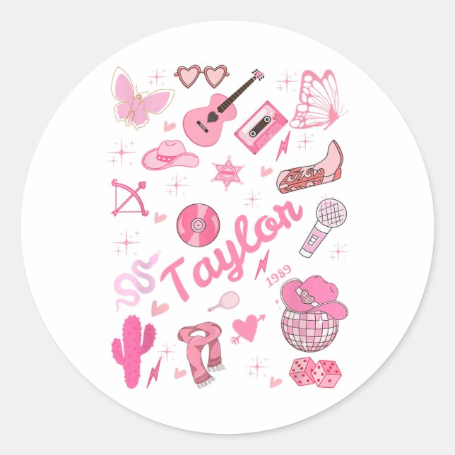 Sticker Rond Birthday Girl Super Taylor Prénom Personnaliser (Devant)