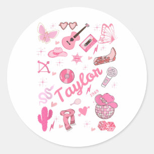 Sticker Rond Birthday Girl Super Taylor Prénom Personnaliser