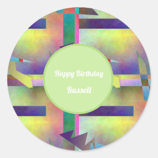 Sticker Rond Birthday Greetings Abstract Pattern Stencil Art