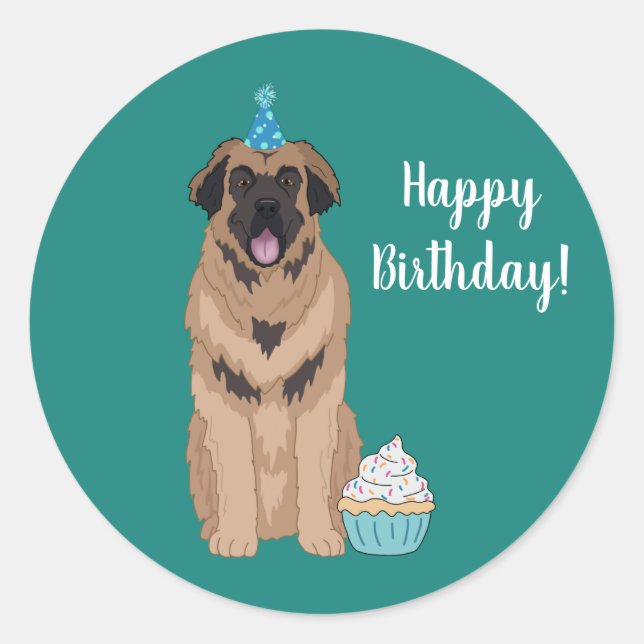 Sticker Rond Birthday Leonberger  (Devant)