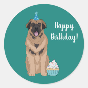 Sticker Rond Birthday Leonberger
