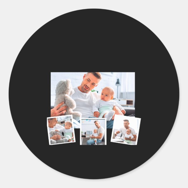 Sticker Rond Birthday Name Age Photo Collage  (Devant)