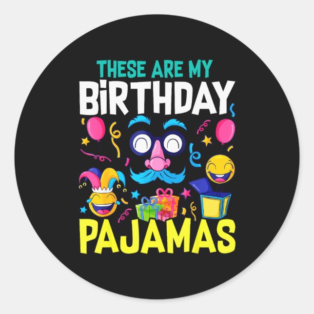 Sticker Rond Birthday Pajama Cute Top Pj Girls Sleep  (Devant)