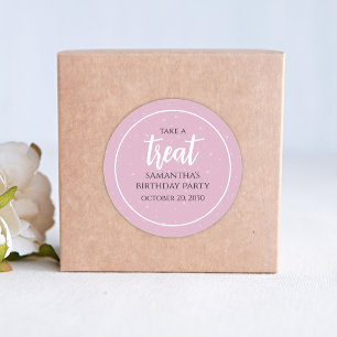 Sticker Rond Birthday Pink Minimalist Cute Polka Dots Treat
