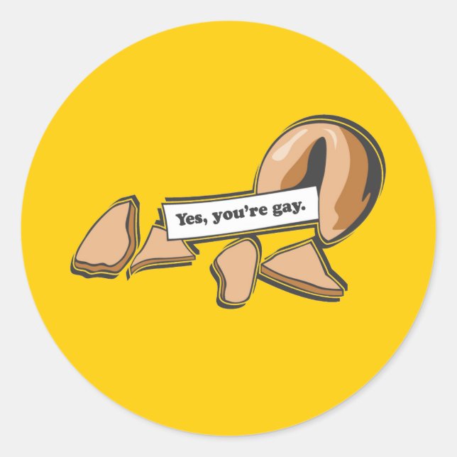 Sticker Rond Biscuit chinois - Vous êtes homosexuel (Devant)