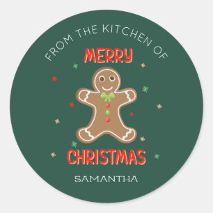 Sticker Rond Biscuit de Noël homme en pain d'épices festif Cuis