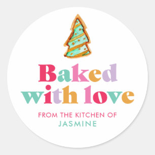 Sticker Rond Biscuit de Noël personnalisé avec amour