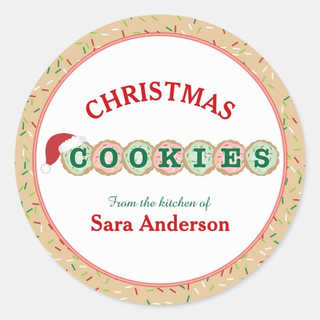 Sticker Rond Biscuits avec paillettes de Noël pour la cuisson (Devant)