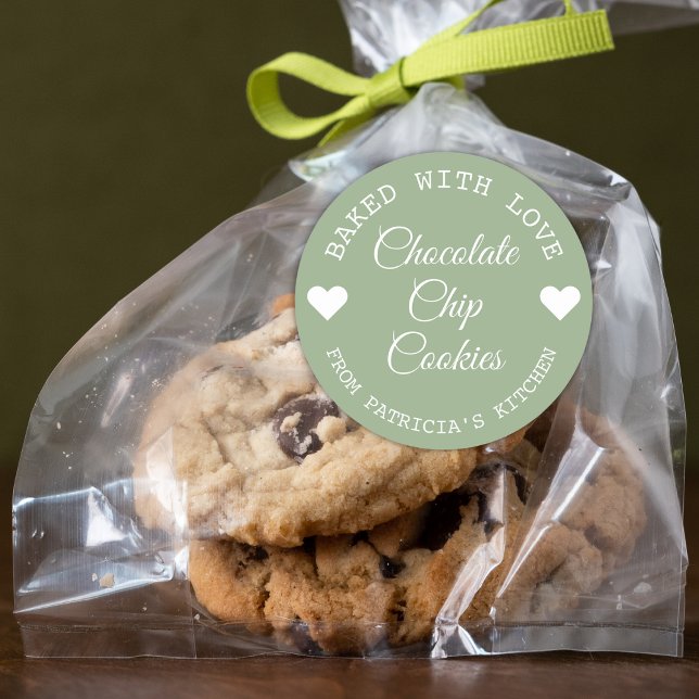 Sticker Rond Biscuits Choco Cuits Avec Amour Vert Et Blanc  (Créateur téléchargé)