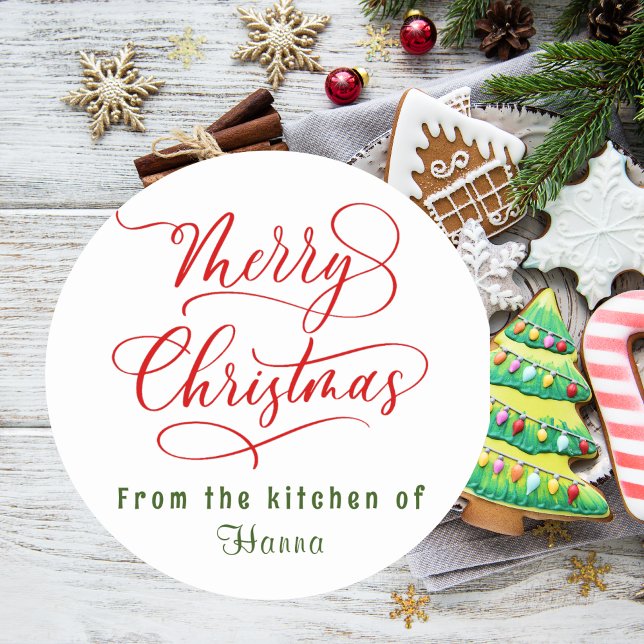 Sticker Rond Biscuits de fêtes Joyeux Noël Personnalisé (Créateur téléchargé)