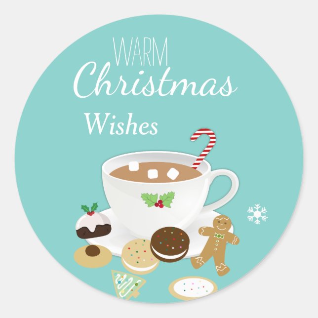 Sticker Rond biscuits de Noël et vacances de chocolat chaud     (Devant)
