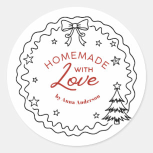 Sticker Rond Biscuits de Noël faits maison avec amour et dessin