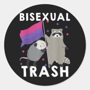 Sticker Rond Bisexual Trash Gay pride Rainbow LGBT Raccoon