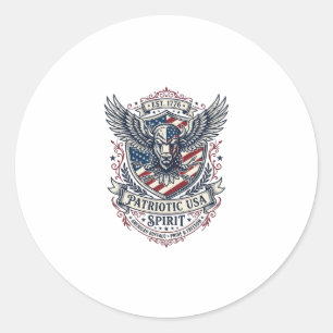 Sticker Rond Bison Aigle Patriotique Crête Animal Hybride Patri