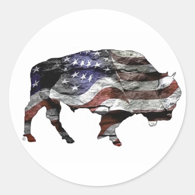 Sticker Rond Bison américain (Devant)