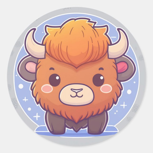 Sticker Rond Bison animal mou (Devant)