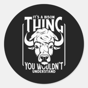 Sticker Rond Bison animal sauvage Bison américain