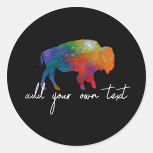 Sticker Rond bison coloré art ajouter votre propre texte modern