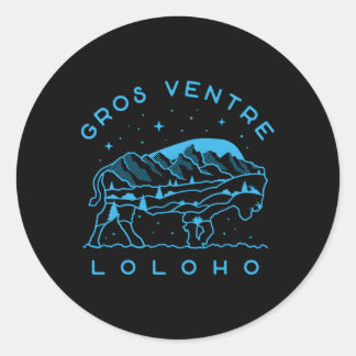Sticker Rond Bison Stars Gros Ventre Grand Teton
