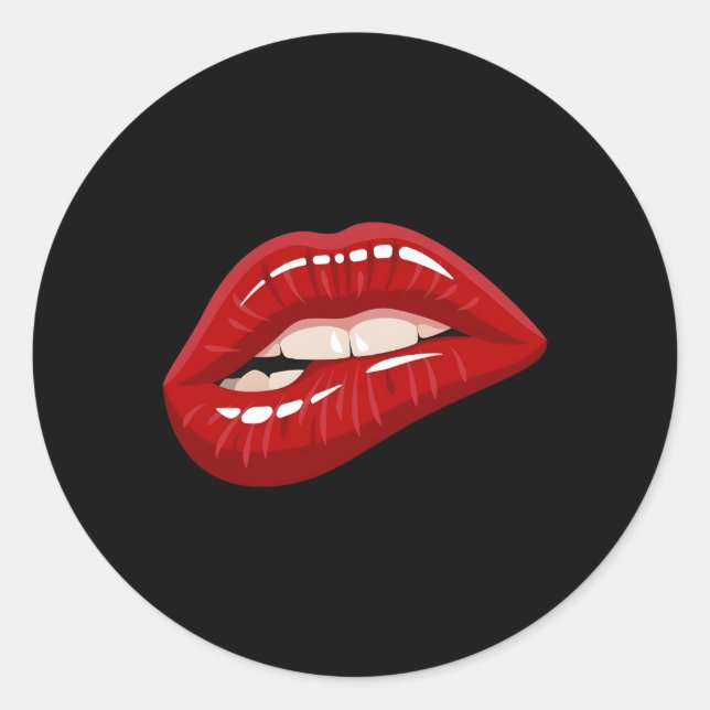 Sticker Rond Bisser à la bouche rouge brillant lèvres (Devant)