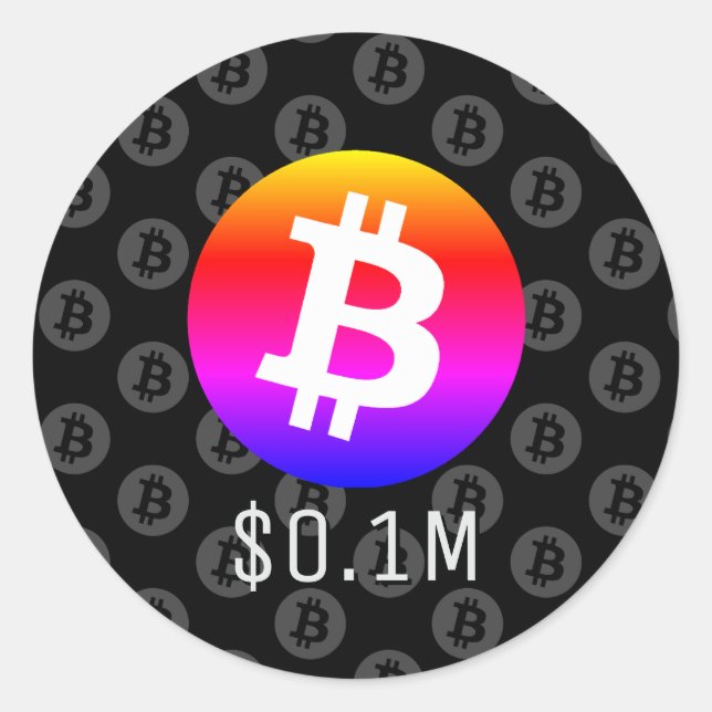 Sticker Rond Bitcoin 0,1 M$ (100 K$) Un Million (Devant)