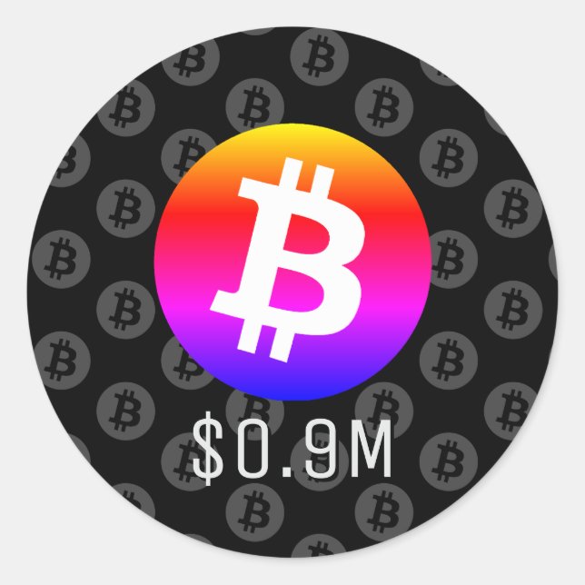 Sticker Rond Bitcoin 0,9 M$ (900 K$) Un Million (Devant)