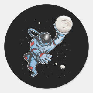 Sticker Rond Bitcoin à l'astronaute de lune