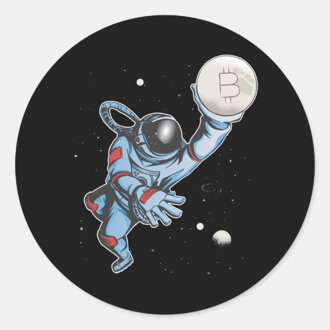 Sticker Rond Bitcoin à l'astronaute de lune (Devant)