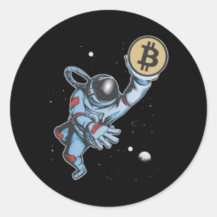 Sticker Rond Bitcoin à l'astronaute de lune