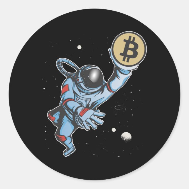 Sticker Rond Bitcoin à l'astronaute de lune (Devant)