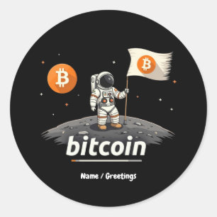 Sticker Rond Bitcoin Crypto Moon Astronaut Design BTC