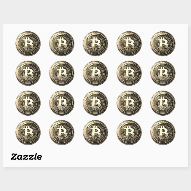 Sticker Rond Bitcoin doré (Feuille)