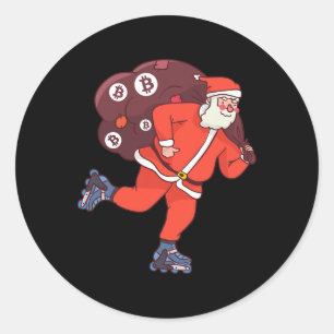 Sticker Rond Bitcoin Santa Claus Cryptomonnaie Père Noël Crypto