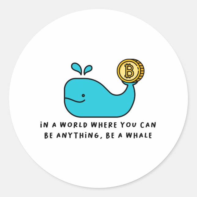 Sticker Rond Bitcoin Whale Crypto Investisseur & BTC Trading De (Devant)