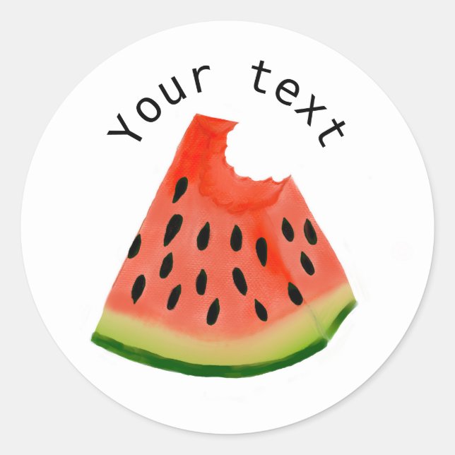 Sticker Rond Bite de pastèque mignonne personnalisée (Devant)