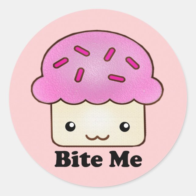 Sticker Rond Bite Me Cupcake (Devant)
