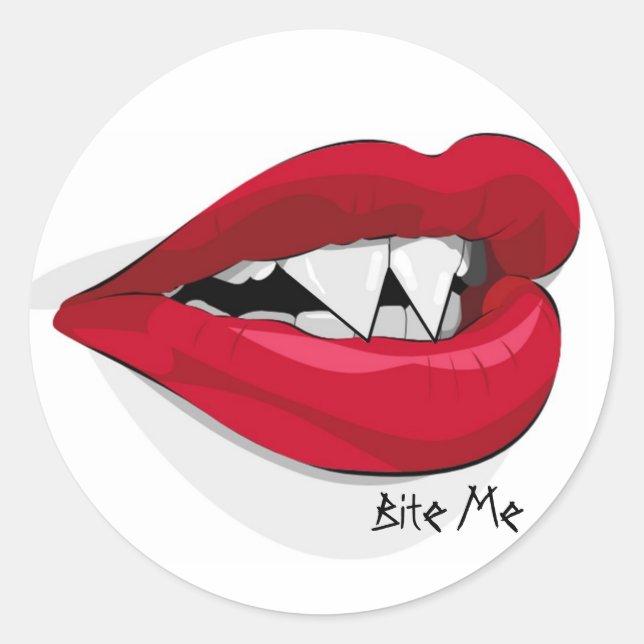 Sticker Rond Bite Me Vampira Bouche (Devant)