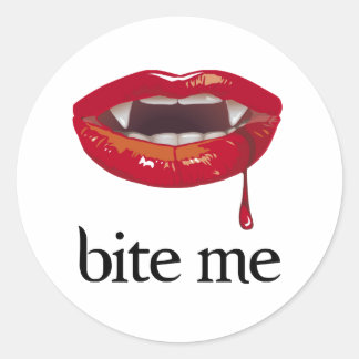 Sticker Rond Bite Me Vampire