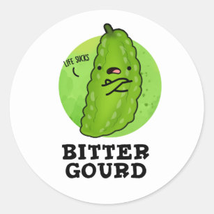 Sticker Rond Bitter Gourd Funny Veggie Pun