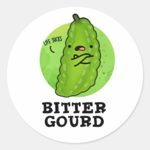 Sticker Rond Bitter Gourd Funny Veggie Pun
