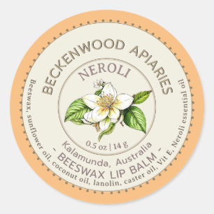 Sticker Rond Bitter Orange Neroli Lip Balm Beekeeper Apiary