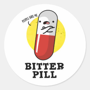 Sticker Rond Bitter Pill Funky Medicine Pun