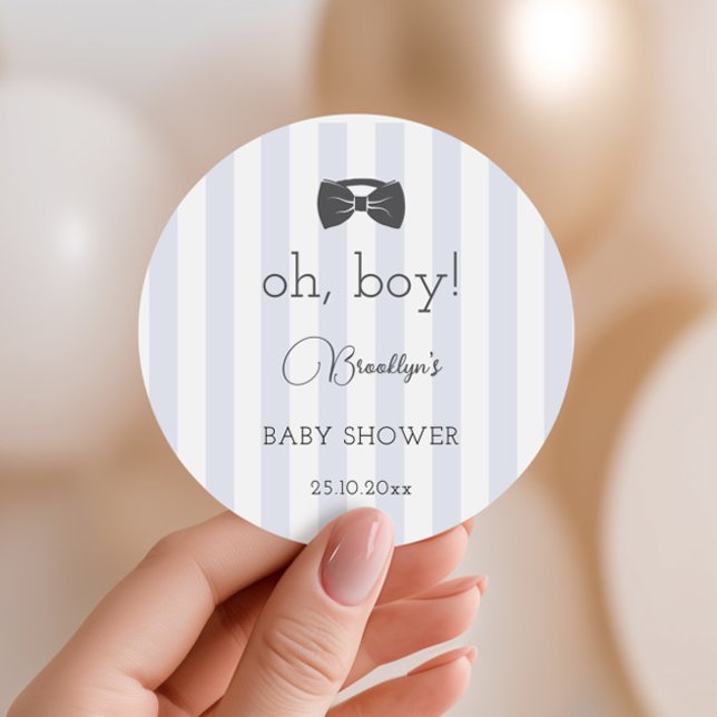 Sticker Rond Bitty Bow Oh Boy Baby shower (Créateur téléchargé)