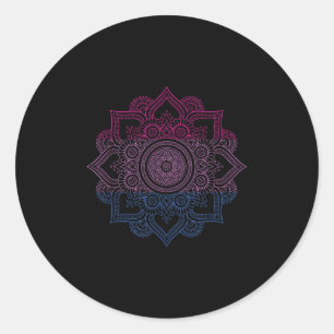 Sticker Rond Biual Lgbt Mandala Bi Pride Biualité Lgbt Support