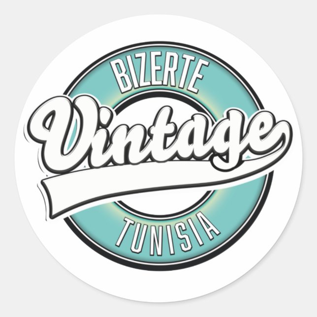 Sticker Rond Bizerte tunisie logo style vintage (Devant)